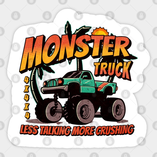 Less Talking More Crushing Monster Truck Sticker by PlayfulPrints